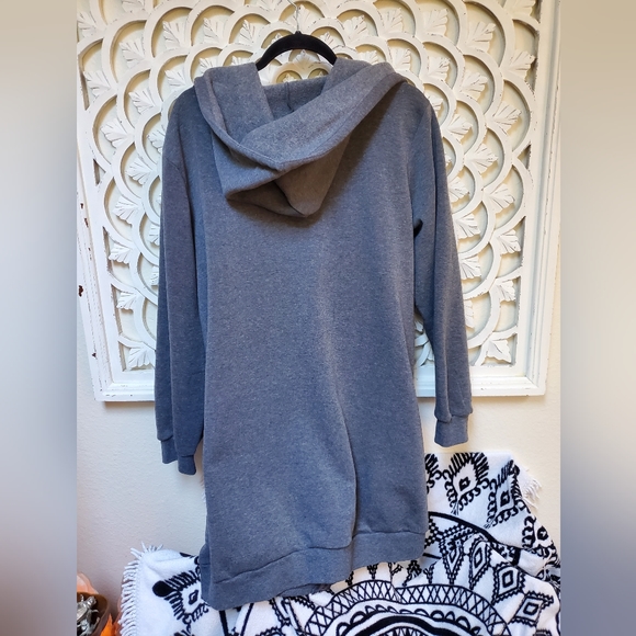 Long Heather Gray Sweatshirt Zipper Front ZAvenue USA 1XL - Picture 7 of 13